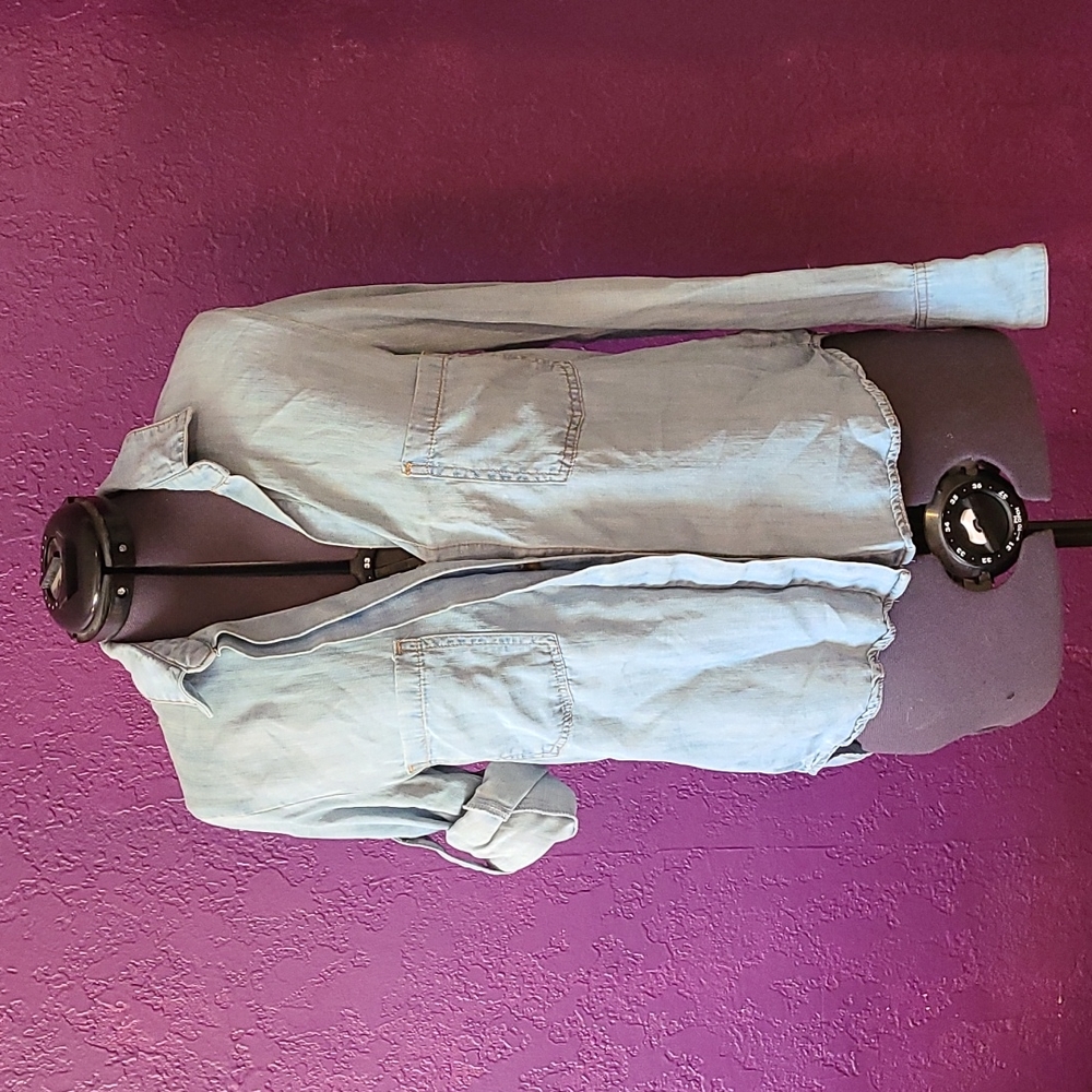 Anthropologie Chambray Hi-Low Button Down